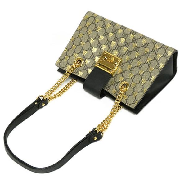 Gucci Padlock GG Small Leather Chain Shoulder Bag Bee Beige Black - Picture 2 of 8